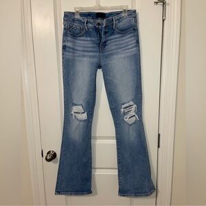 Buckle Distressed Blue Boot Cut Jeans